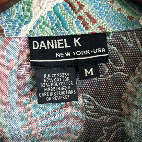 DANIEL K JACQUARD SHELL PRINT FRONT BUTTON TWO POCKETS MULTICOLOR JACKET SZ M - Picture 3 of 9